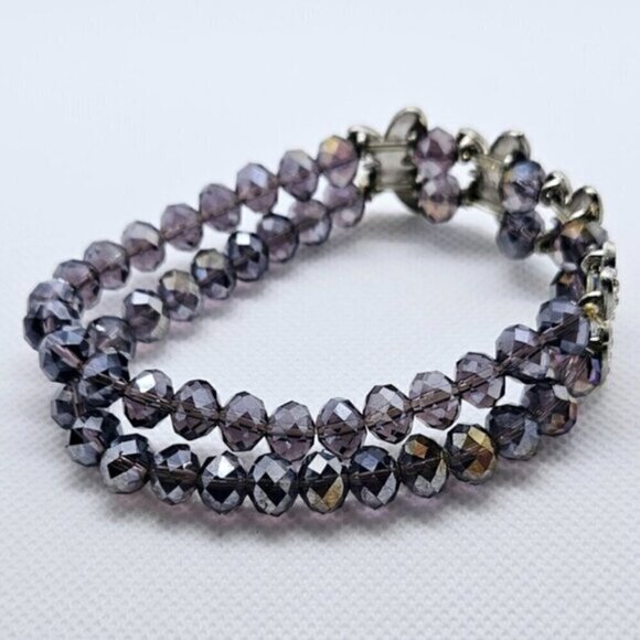 Butterfly Pave Purple Crystals  Stretch Bracelet - Picture 3 of 7